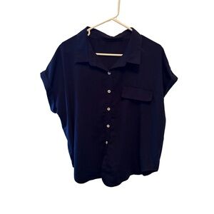 SHEIN Dark Blue Button Down Shirt